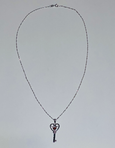 Sterling Silver Heart & Key Necklace with Chain