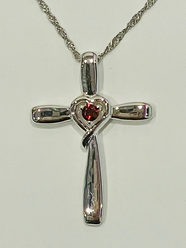 Sterling Silver Cross Necklace With Heart